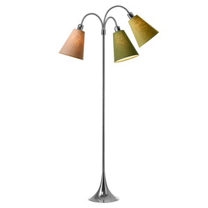 Trafik Gulvlampe Krom – m/nougat, mørk armygrøn og lys armygrøn lampeskærme