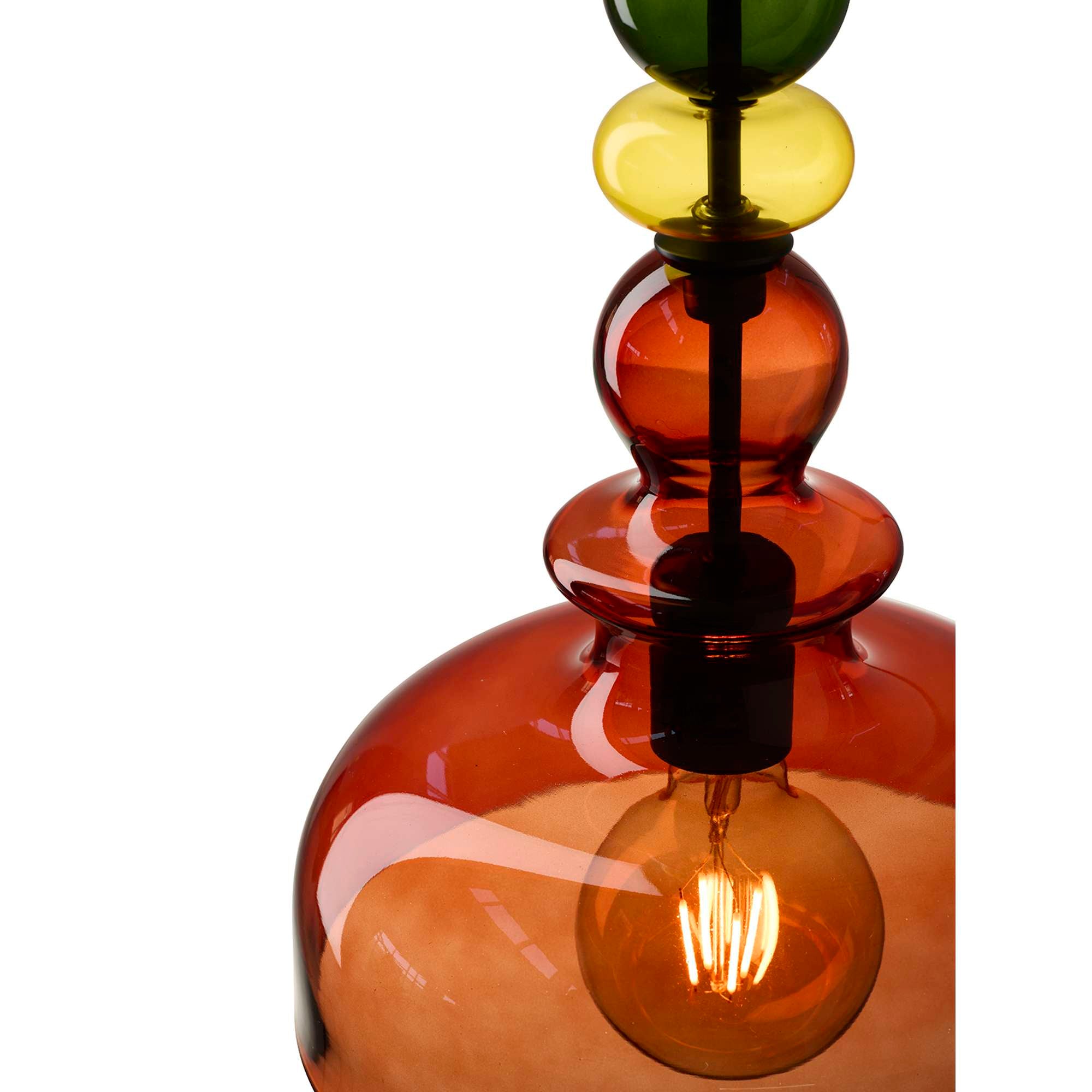 Freja Glaspendel Ø30 cm – champagne/gul/grøn