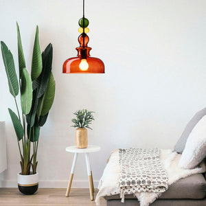 Freja Glaspendel Ø30 cm – champagne/gul/grøn