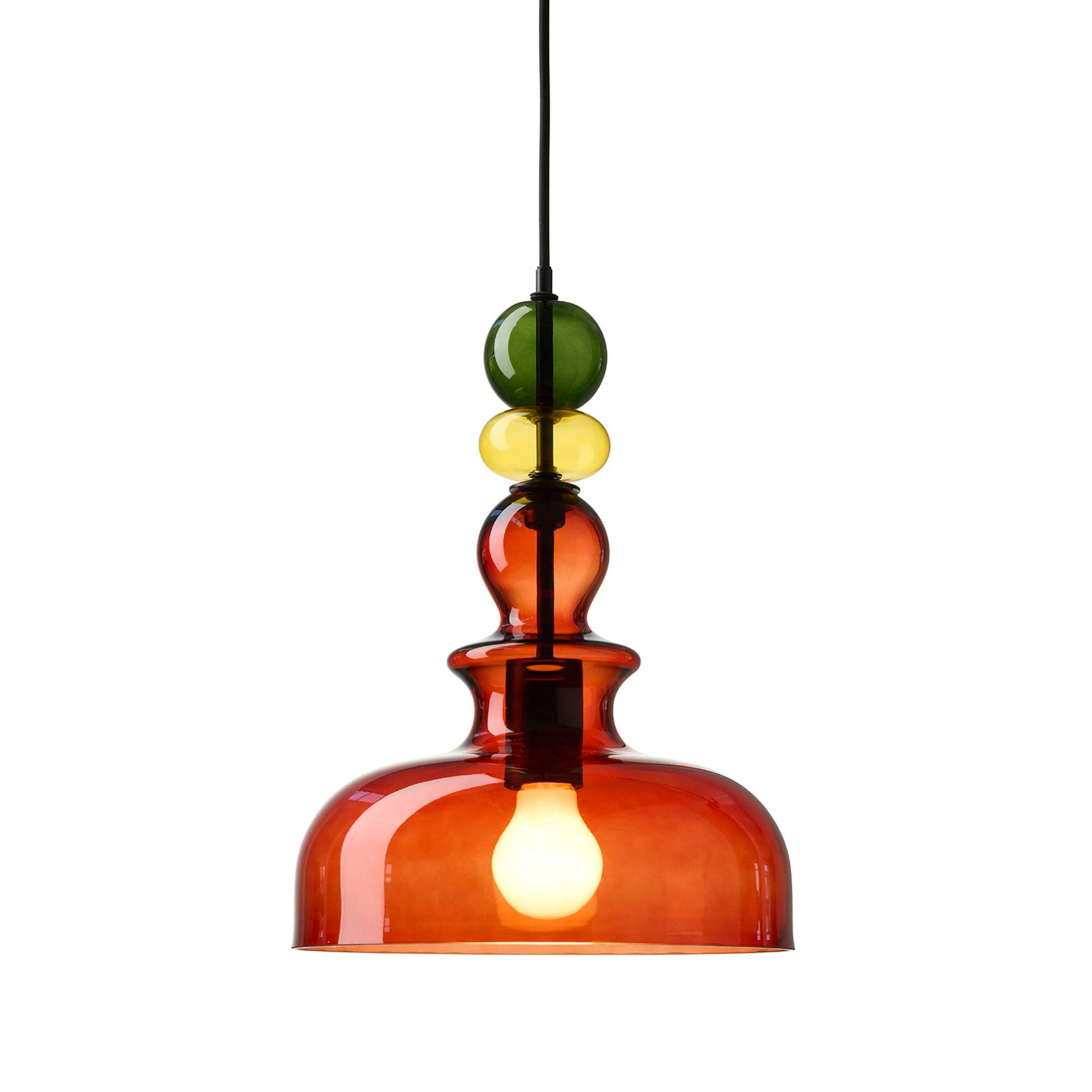 Freja Glaspendel Ø30 cm – champagne/gul/grøn