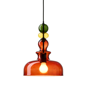 Freja Glaspendel Ø30 cm – champagne/gul/grøn