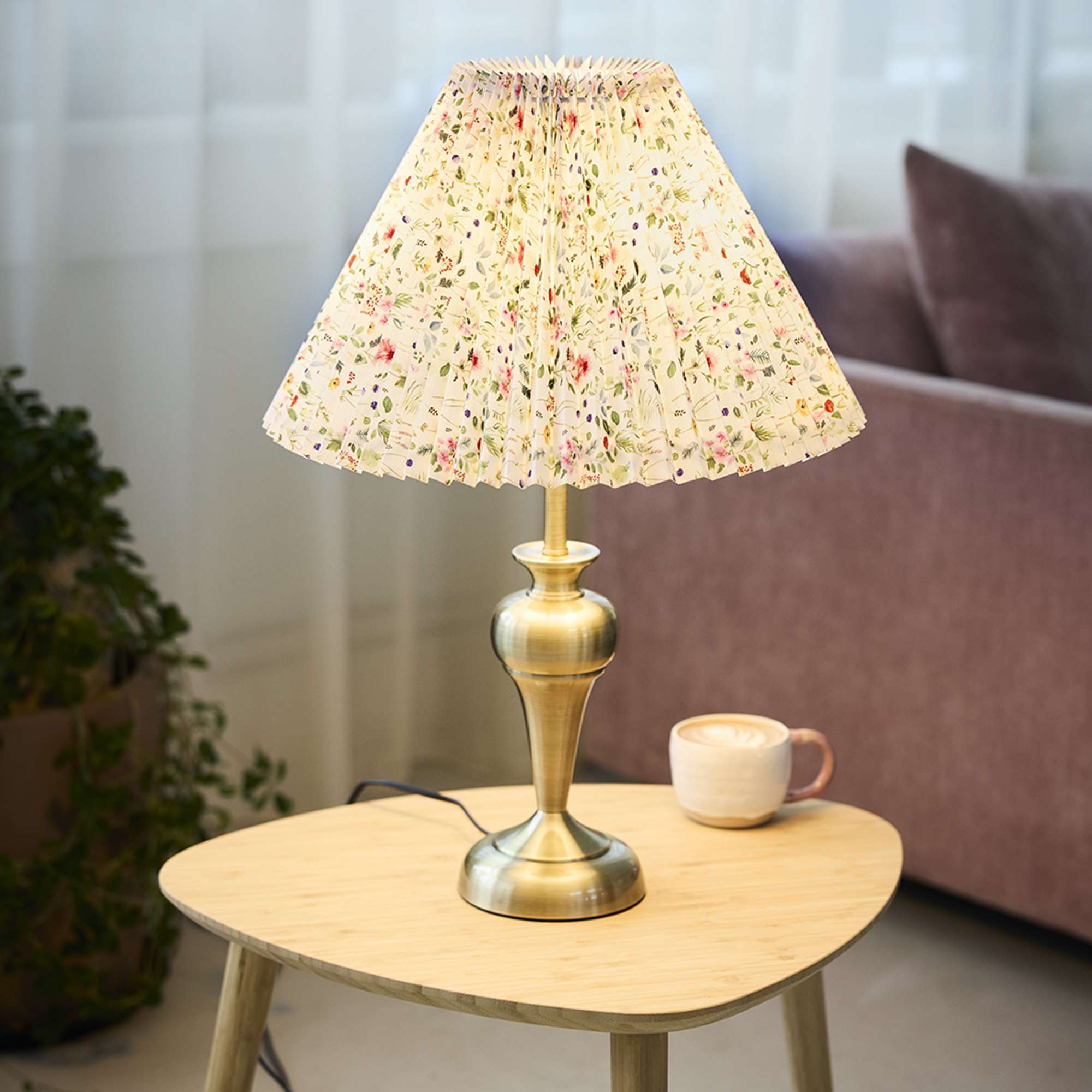 Blomster Eng Hacienda Plisse lampeskærm - grøn H24,5 cm