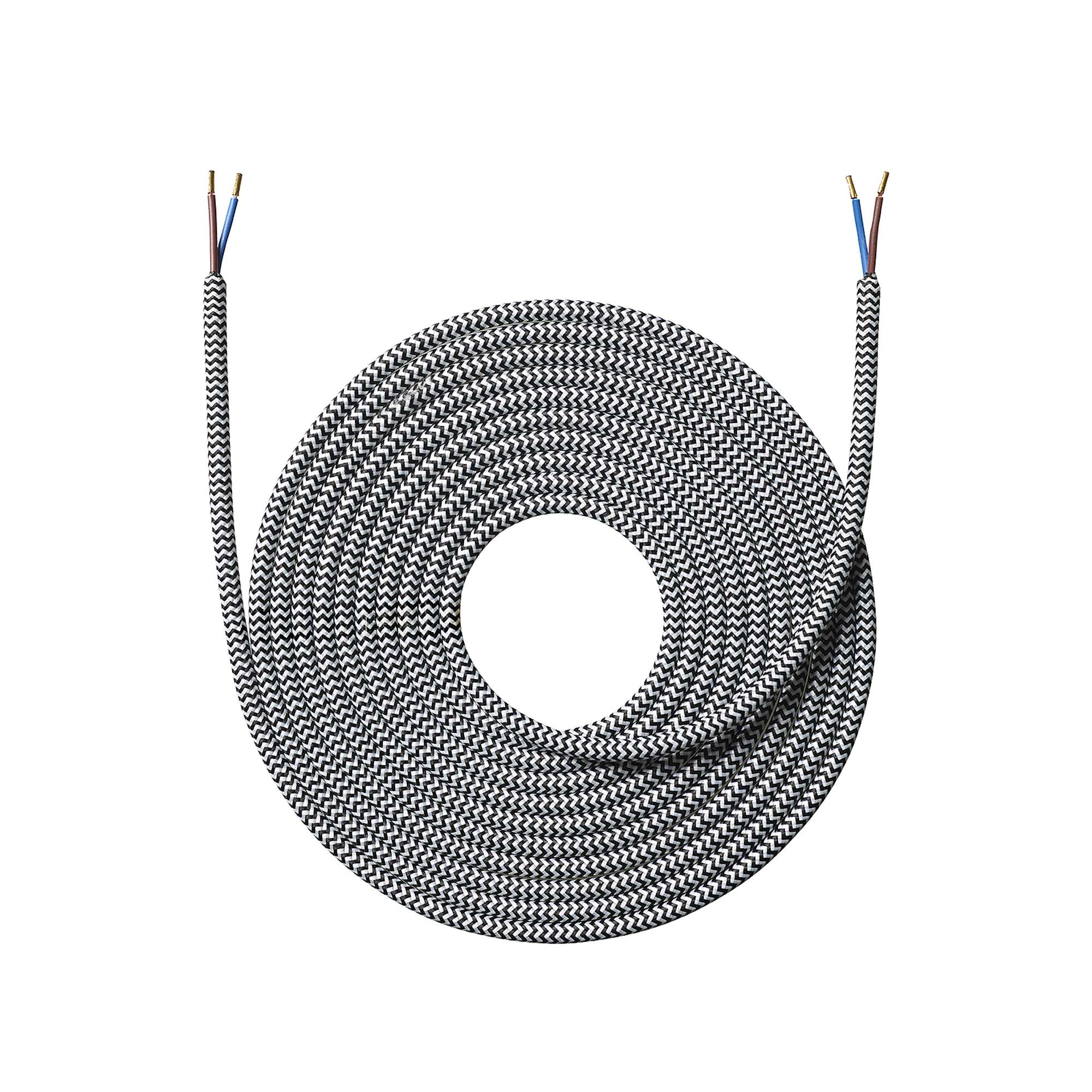 ZigZag Sort/hvid Stofledning 4 m.