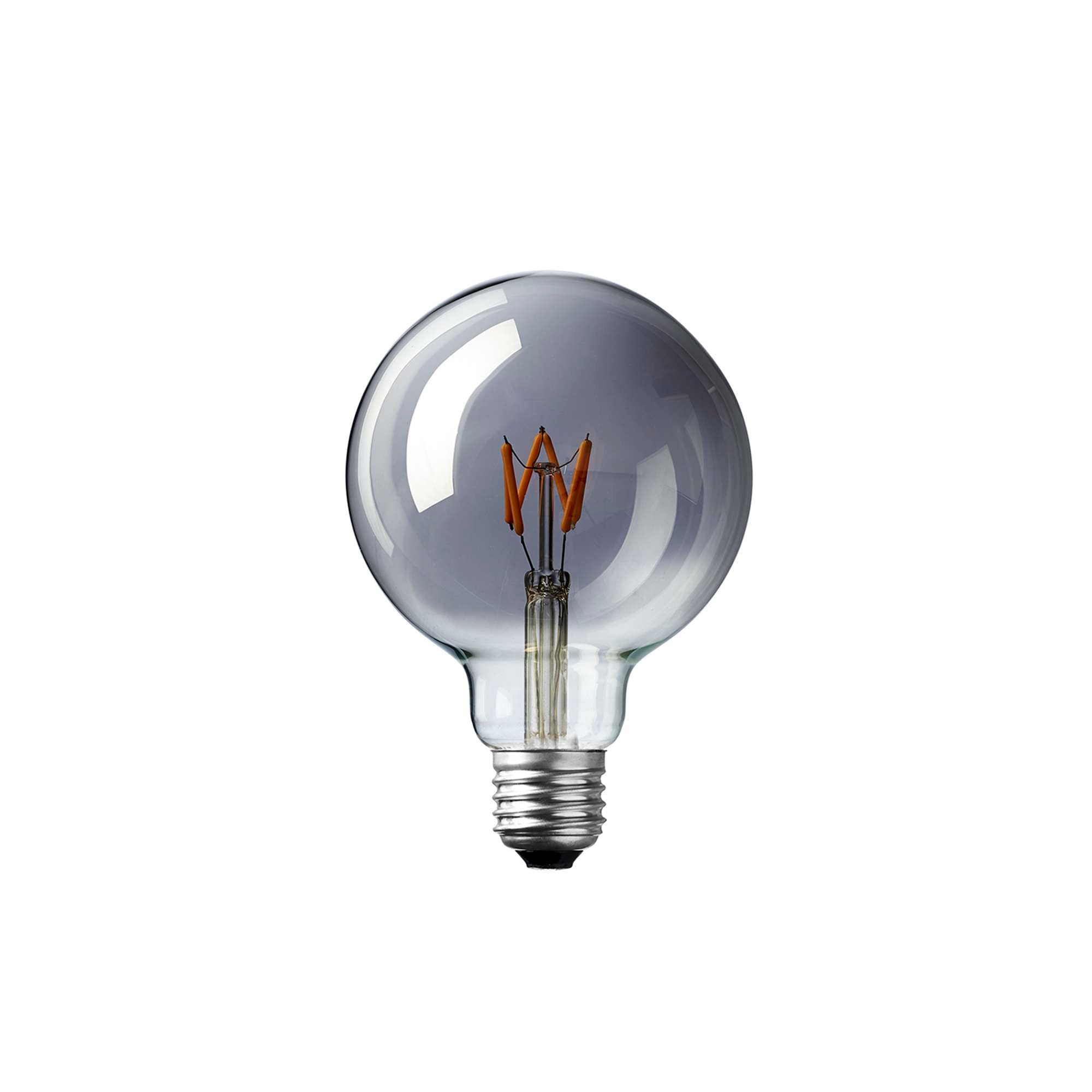 LED Globepære 3W Mørktonet glas Ø9,5 cm.